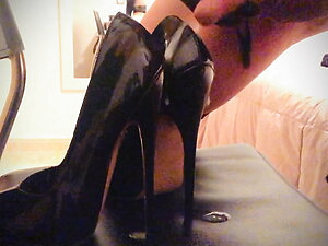 Bondex - Black High Heels Cum Covered