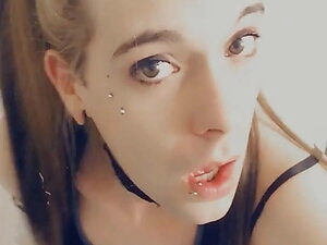 Sexy TS enjoys her clitty in lingerie