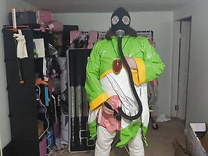 PVC Suit Gasmask Breathplay and Cosplay