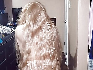 Nice girl play with but plug on shes ass long hair touch shes ass