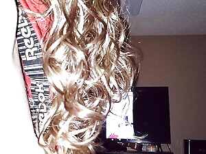 Nice girl play with but plug on shes ass long hair touch shes ass