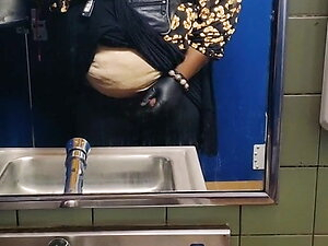Stroking in the Women's Restroom (Precum) Female Masking