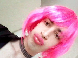 Pink hair sissy show
