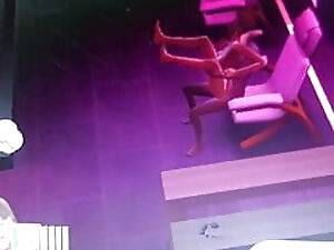 Succubus sim fucking a human sim in a massage chair