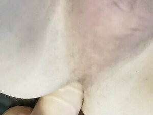 Sissy Shemale put giant Dildo in tight pussy