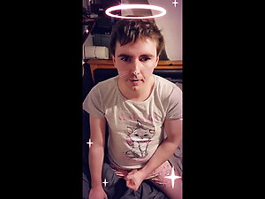 Femboy plays with herself in her sisters pajamas