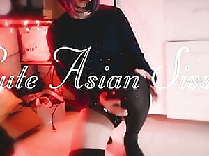 Cute Asian Sissy Masturbate Vibrator Egg in Chasitity