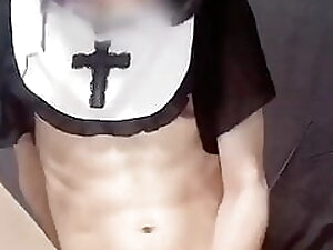 Japanese crossdresser dick masturbation